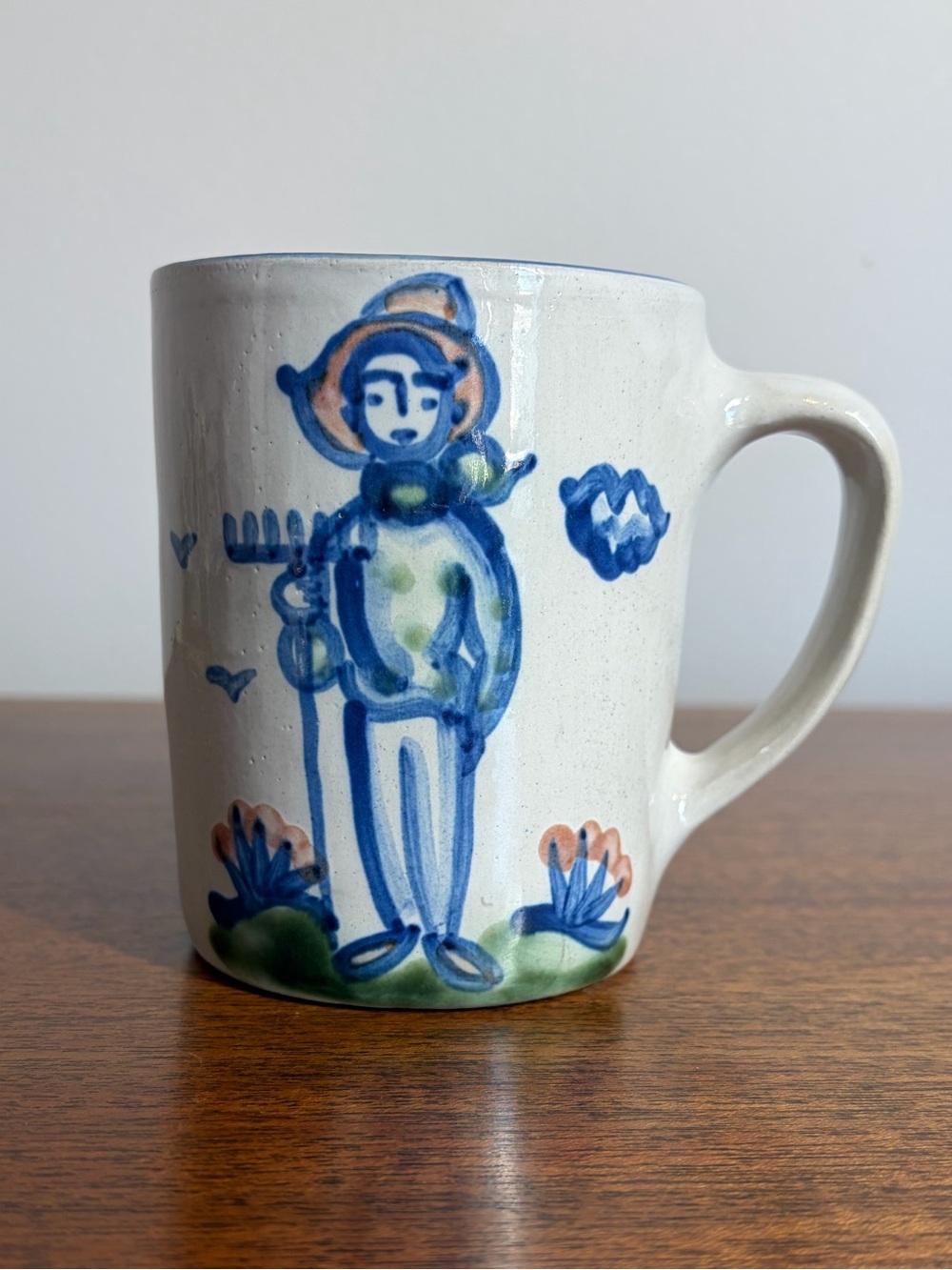 Vintage M.A. Hadley Pottery Country Scene Farmer Mug cottagecore hand painted